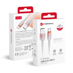 Forcell Cable USB A to USB C F-Energy QC4.0 3A 66W Gradient 1 m C352 white