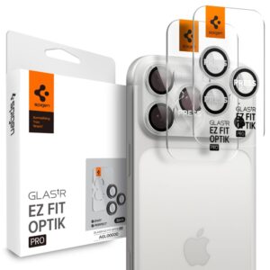 Spigen Optik Pro GLAS.TR ”EZ FIT” Camera Cover 2-pack for iPhone 14 Pro / Max / 15 Pro / Max / 16 Pro / Max / 17 Pro / Max - Silver