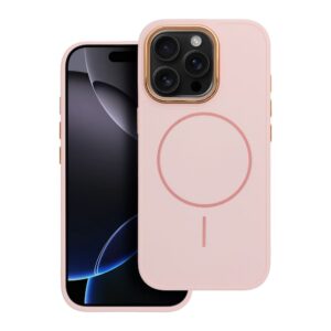 Frame Mag Cover case for iPhone 15 PRO compatible with MagSafe powder pink