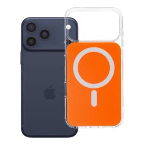 Clear Fusion Mag Cover case for iPhone 18 Pro Max / 17 Pro Max compatible with MagSafe hermes orange