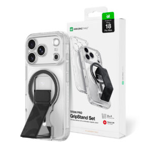 AmazingThing Titan Pro Lens Stand Set for iPhone 18 Pro Max with Magnetic Holder and Stand, Compatible with MagSafe - Transparent