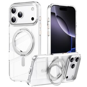 Magnetic Case with Rotating Stand iPhone 18 Pro Max / 17 Pro Max TPU Acrylic MagSafe - White