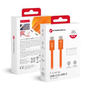 Forcell Cable USB C to USB C F-Energy QC4.0 PD 3A 60W Cafule Color 1,2 m ACYH23 orange