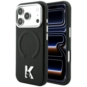 Karl Lagerfeld Grained Embossed Ring & Kameo Logo MagSafe Case for iPhone 18 Pro Max / 17 Pro Max - Black