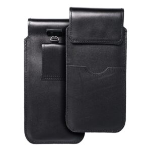 Slip-in phone case leather sleeve with flap for Samsung S21 ULTRA / Huawei P SMART 2021 / Xiaomi Redmi 12 / Oppo A98 5G Royal size 2XL+tall black