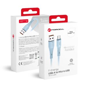 Forcell Cable USB A to Micro USB F-Energy QC3.0 2,4A 18W Silicone 1 m C341 blue