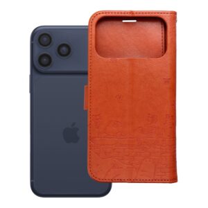 Mezzo Book flip case for iPhone 17 PRO MAX / 18 PRO MAX cats brown
