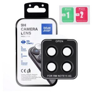 Blue Star Tempered Glass Camera Lens Protector for Xiaomi Redmi NOTE 15 4G Easy Install black