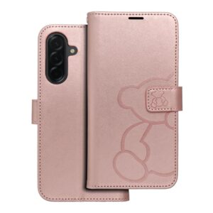 Mezzo Book flip case for Samsung A36 5G teddy bear rose gold