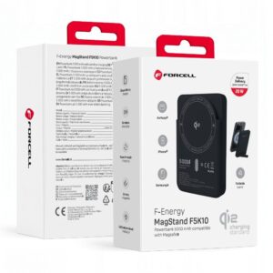 Forcell Powerbank compatible with MagSafe F-Energy MagStand QI2 F5K10 QC3.0 PD3.0 20W 5000 mAh black