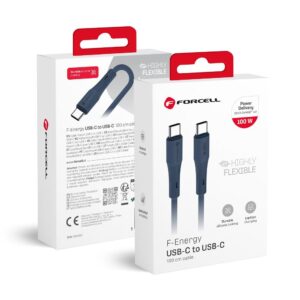 Forcell Cable USB C to USB C F-Energy QC4.0 PD 5A 100W Silicone 1 m C347 navy blue