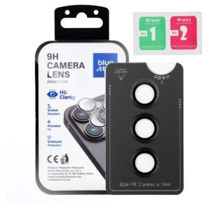 Blue Star Tempered Glass Camera Lens Protector for Samsung S24 FE Easy Install black