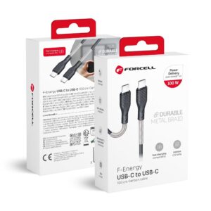 Forcell Cable USB C to USB C F-Energy QC4.0 PD 5A 100W Carbon 1 m CB-04C black