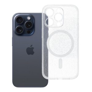 Clear Mag Cover case for iPhone 14 PRO - Glitter (STR / CAMERA PROTECTION) compatible with MagSafe transparent glitter