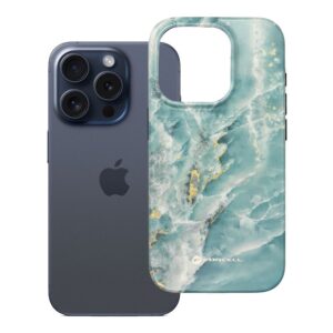 Forcell Case for iPhone 15 PRO F-Protect Mirage compatible with Magsafe Military Drop-Test green marble