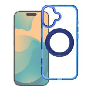 Case for iPhone 14 PRO Frame Circle Stand compatible with MagSafe navy blue
