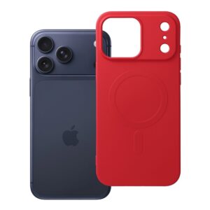 Silicone Mag Cover case for iPhone 17 Pro Max / 18 Pro Max (low camera edge) compatible with MagSafe (big hole) red