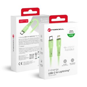 Forcell Cable USB C to Lightning F-Energy PD 3A 27W Silicone 1 m C346 green