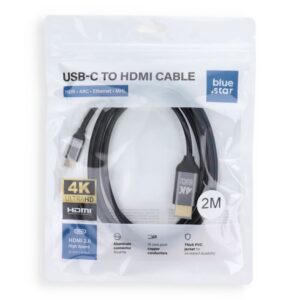 Blue Star Cable USB C to HDMI 4K 60Hz - High Speed, HDR, ARC, Ethernet, AWM, 2m black