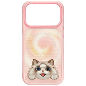 NIMMY case BIG EYED LYING RAGDOLL CAT compatible with MagSafe for IPHONE 18 Pro Max/17 Pro Max pink