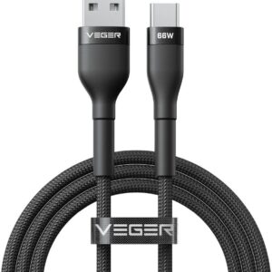 Veger Cable USB A to Typ C PD 11V 6A 66W AC04 1,2 m black