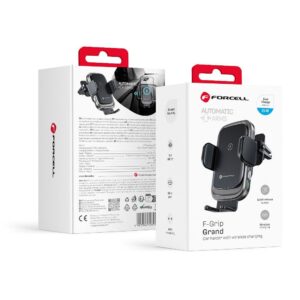 Wireless car phone holder Forcell F-Grip Grand F-24 15W air vent silver
