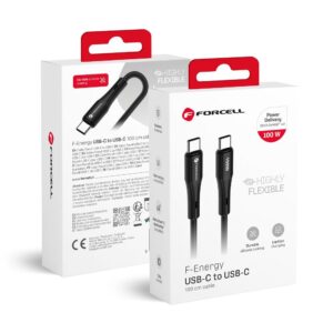 Forcell Cable USB C to USB C F-Energy QC4.0 PD 5A 100W Silicone 1 m C347 black