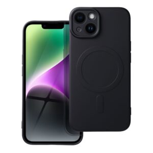 Silicone Mag Cover case for iPhone 14 compatible with MagSafe (camera protection) black