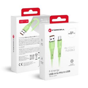 Forcell Cable USB A to Micro USB F-Energy QC3.0 2,4A 18W Silicone 1 m C341 green