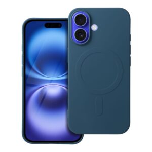 Silicone Mag Cover case for iPhone 16 compatible with MagSafe (big hole) blue