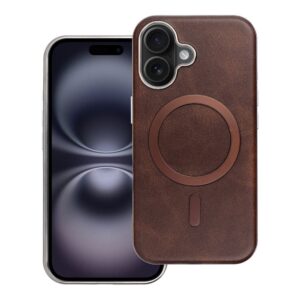 Gentleman Mag Cover case for iPhone 16 compatible with MagSafe brown