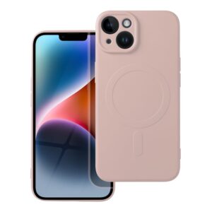 Silicone Mag Cover case for iPhone 14 compatible with MagSafe (camera protection) pink