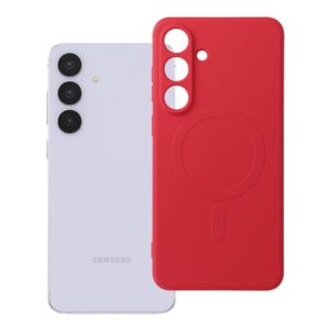 Silicone Mag Cover case for Samsung S25 FE compatible with MagSafe (camera protection) red