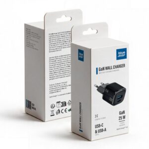 Blue Star Phone charger Nano GaN USB C + USB A QC4.0 PD 3A 25W VT-331 black