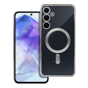 Electro Mag Cover case for Samsung A55 compatible with MagSafe silver