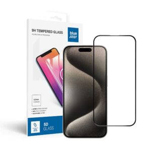 Blue Star Tempered glass to iPhone 15 PRO (full glue) 5D black