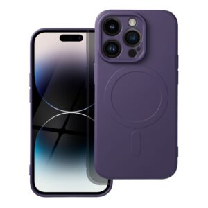 Silicone Mag Cover case for iPhone 14 PRO compatible with MagSafe (camera protection) dark purple
