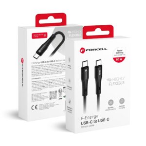 Forcell Cable USB C to USB C F-Energy QC4.0 PD 3A 60W Silicone 1 m C344 black