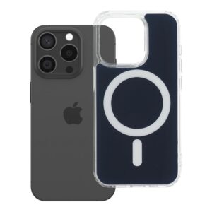 Clear Fusion Mag Cover case for iPhone 15 PRO compatible with MagSafe navy blue