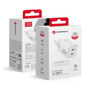 Forcell Phone charger F-Energy Mini GaN III 2 x USB C PD QC4.0 45W VT-36B white