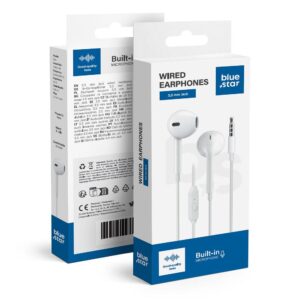 Blue Star Wire earphones Jack 3,5 mm PA-E65 1,2 m white