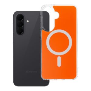 Clear Fusion Mag Cover case for Samsung A37 compatible with MagSafe hermes orange