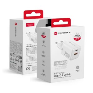 Forcell Phone charger F-Energy Mini GaN III USB C + USB A QC4.0 PD 20W VT-35A white 0INT