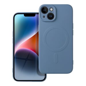 Silicone Mag Cover case for iPhone 14 compatible with MagSafe (camera protection) blue
