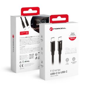 Forcell Cable USB C to USB C F-Energy QC4.0 PD 5A 100W E-mark / 4K / Thunderbolt / 20Gbit/s 1 m C391 black