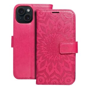 Mezzo Book flip case for iPhone 15 mandala magenta