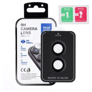 Blue Star Tempered Glass Camera Lens Protector for Xiaomi Redmi 15 4G / 15 5G Easy Install black