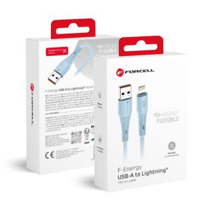 Forcell Cable USB A to Lightning F-Energy 2,4A 12W Silicone 1 m C343 blue