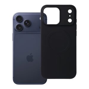Silicone Mag Cover case for iPhone 17 Pro Max / 18 Pro Max (low camera edge) compatible with MagSafe (big hole) black