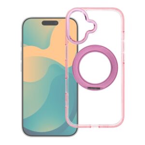Case for iPhone 12 Frame Circle Stand compatible with MagSafe pink